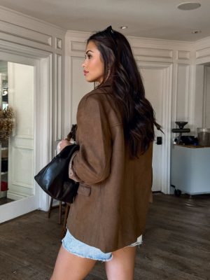 Chocolate Mousse Vegan Suede Blazer