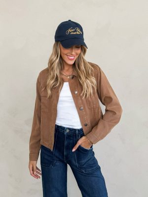 Elianna Cropped Shacket in Clay