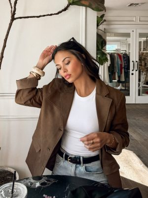 Chocolate Mousse Vegan Suede Blazer