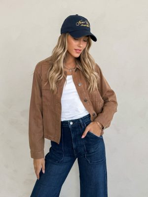 Elianna Cropped Shacket in Clay