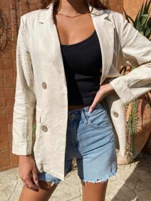Au Naturale Linen Blazer in Oatmeal